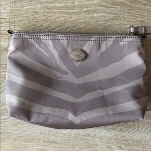 Pre owned Coach Gray Zebra-Print Cosmetic Pouch